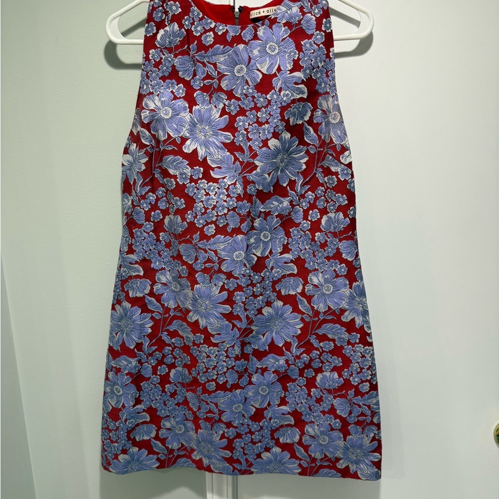 Floral Sleeveless Dress - Red and Blue
